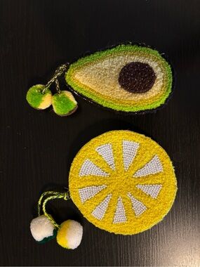 Avocado and Lemon Pom-Pom Coin Purses